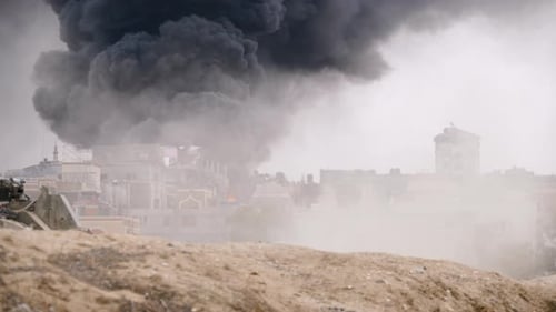Israeli IDF army tanks carry out military operations in the city of Rafah, Palestine