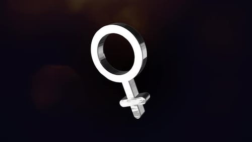 3D Animated Metallic Female Gender Symbol
