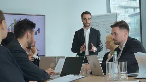 Group Meeting of Businessman People in Office Company Meeting for Brainstorm in Big Office Ceo