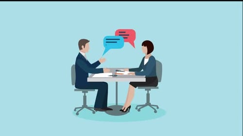 Animated Business Discussion with Flat Design Speech Bubbles