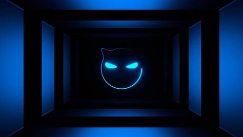 Fondo estroboscópico azul con forma de cara de gato Vj Loop en 4K
