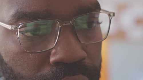 African American IT Student Program Coding Close Up