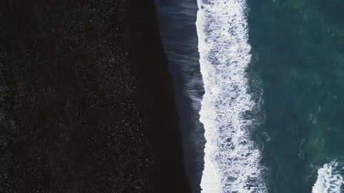 Icelandic Black Sand Beach Aerial View