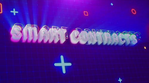 Smart Contracts Text Reveal in Futuristic Neon Style