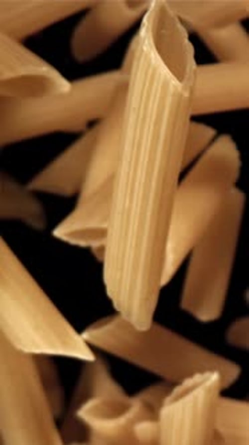 The Penne Pasta Flies Up and Falls Down Filmed on a Highspeed Camera at 1000 Fps
