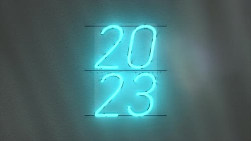 Glowing Neon 2023 New Year Sign Animation