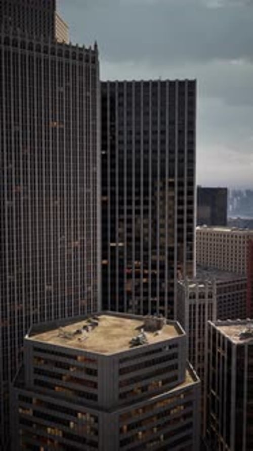 Modern City Skyline Vertical Reveal Motion Background