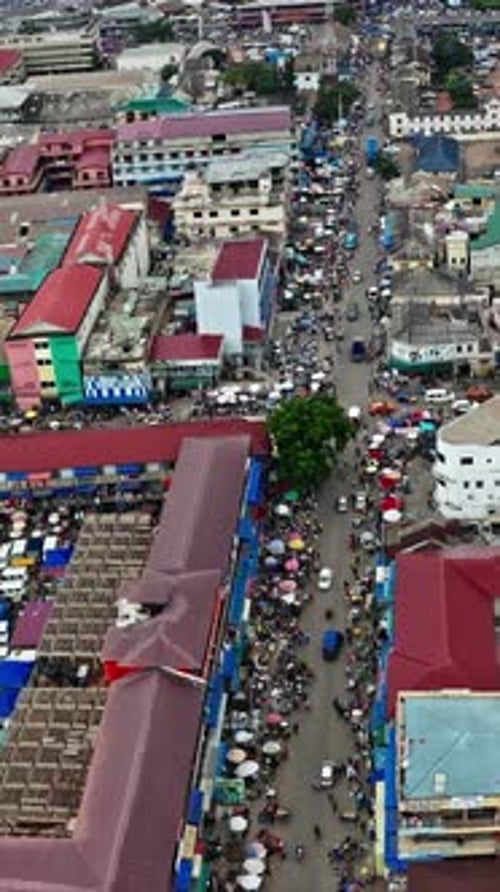 Busy street market in Accra, Ghana captures vibrant urban life