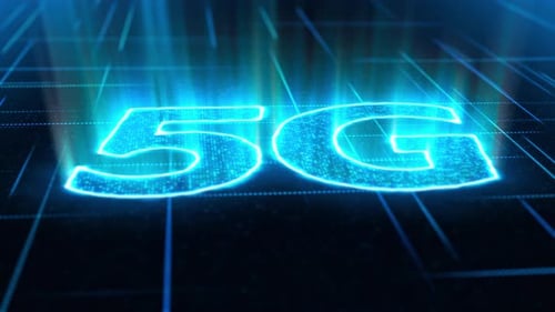 Animated Glowing 5G Text Technology Network
