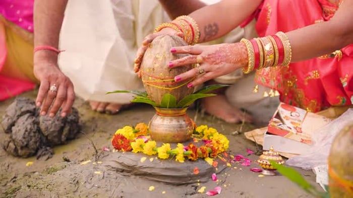 Hindu Indian family doing rituals of pooja, Special Events Stock ...