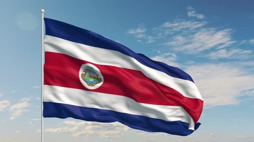 Costa Rica Flag Waving with Realistic Fabric Motion
