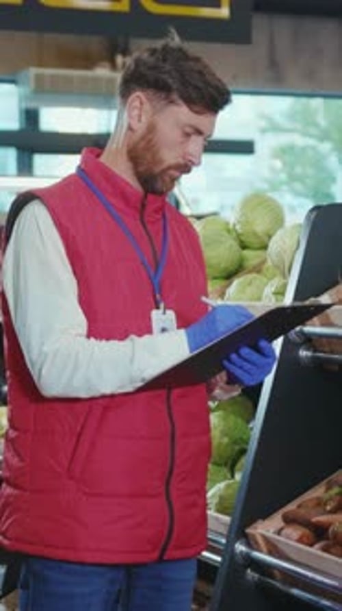 A Stocker is Organizing Fresh Produce in a Grocery Store to Enhance Customers Experience