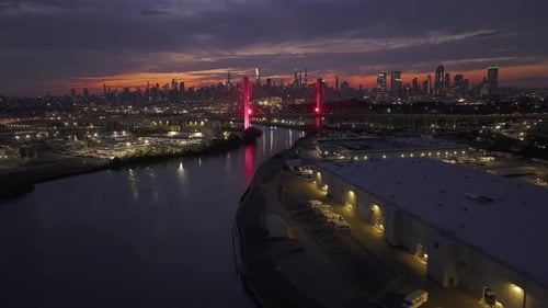 Aerial view of Brooklyn at dusk