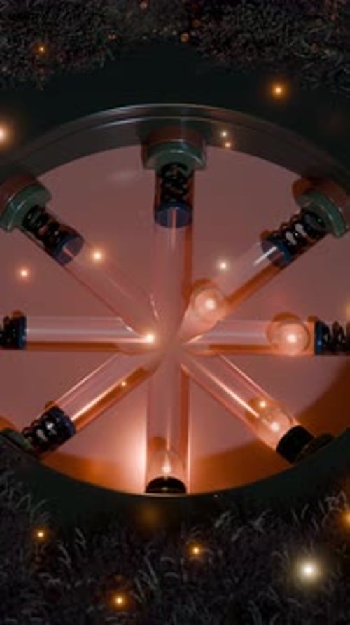 Animation 3D en boucle de boules coulissantes