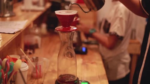 Pour Over Coffee Being Prepared at a Coffee Shop