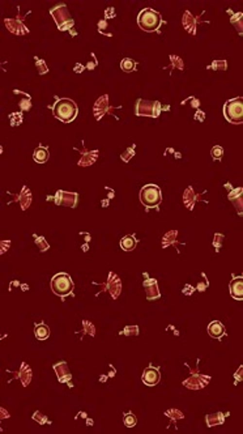 Festliches chinesisches Neujahrs-Laternenmuster, Fan-Feier, traditionell, rotgoldfarben, orientalisch