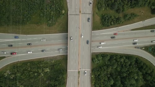 Drone Shot on Highway Junction Traffic of Highways Highway Interchange