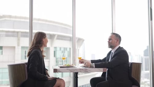 Businessperson take a meal at the hotel.