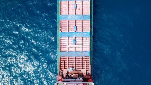 General Cargo ship at sea, Aerial view