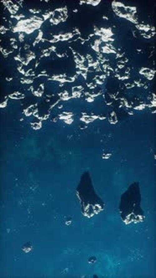 Asteroids Field in Deep Blue Space Vertical