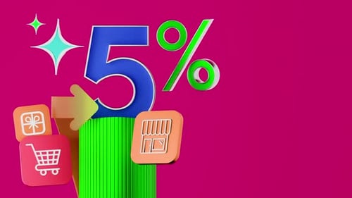 5 Percent Off Special Discount Promotion Colorful Online Shopping Concept