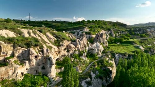 Cappadocia a Semi Arid Region in Central Turkey 4 K Aerial View