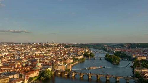 Prague Historic Bridges Above Vltava River Prague Aerial Perspective with Charles Bridge Prague