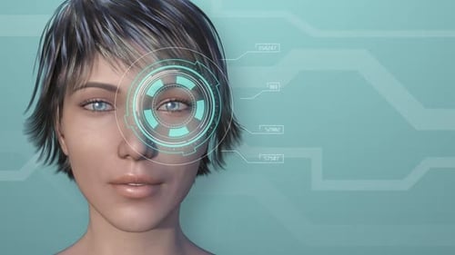 Futuristic Biometric Eye Scan User Interface with Access Granted