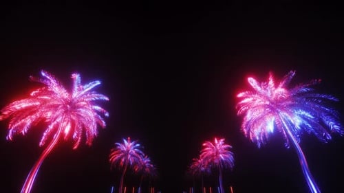 Neon Glowing Palms Synthwave Loop