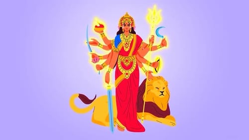 Déesse Durga avec lion - Navratri - Mythologie indienne - Spiritualité des dieux hindous