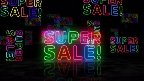 Super Sale Neon Text Loop Animation