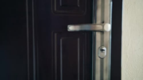 Close Up on a Door Handle As the Door is Opened