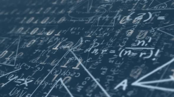 Animated Mathematical Equations and Binary Data Flow Background ...