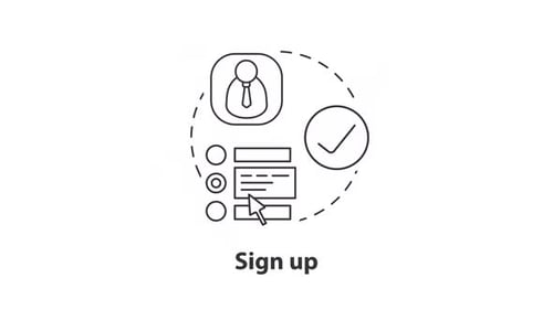 Sign up concept icon line animation