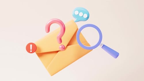 3D Animated Mail Search and Query Icons
