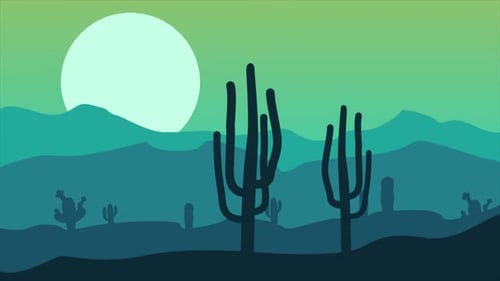 Sonnenuntergang, Natur, Landschaft und Kakteen 4K