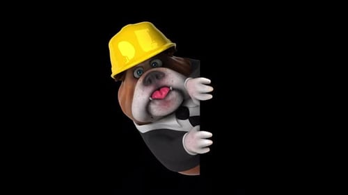 Fun 3D cartoon dog with a helmet (with alpha channel)