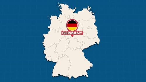 Germany Map with Animated Location Pin and Flag