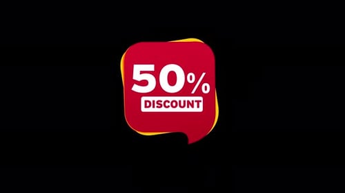 Flat Design 50% Discount Tag Reveal Animation