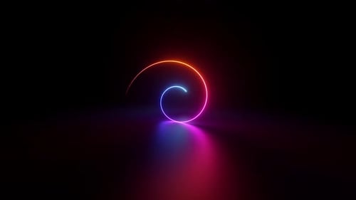 abstract minimalist geometric background, neon spiral line