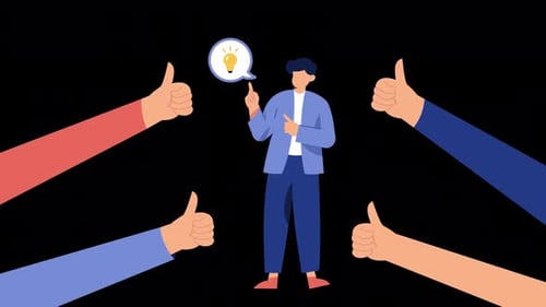 Man Ideas Admired By Thumbs Up Animation 4K
