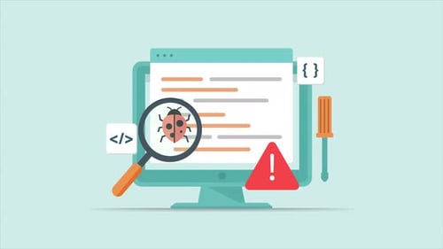 Computer Debugging Process with Flat Design Animation