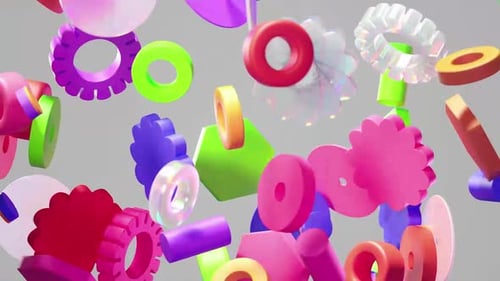 Dynamic Colorful 3D Geometric Shapes Loop Background