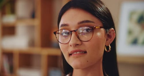 Smiling Brunette Young Adult Woman Close Up Portrait