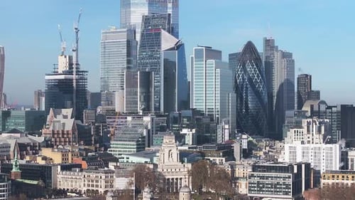 Aerial Panoramic Cityscape View of London and the River Thames England