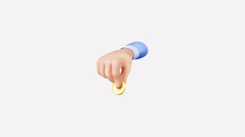 Digitales Geschäftskonzept 3D Render Hand Give Coin 4K