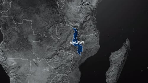 Malawi Map Blue Color 4K