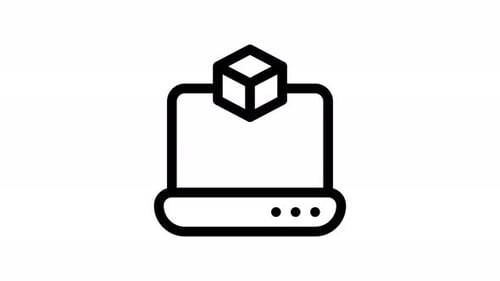 Minimalist Laptop Icon Animation with Morphing 3D Shapes