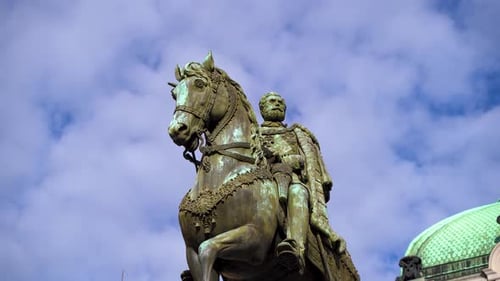 Monument to Prince Mikhailova in Belgrade Republic Square 4K