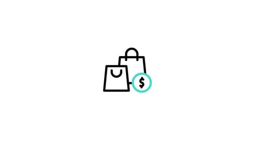Flat Design Shopping Bags with Dollar Sign Icon Animation